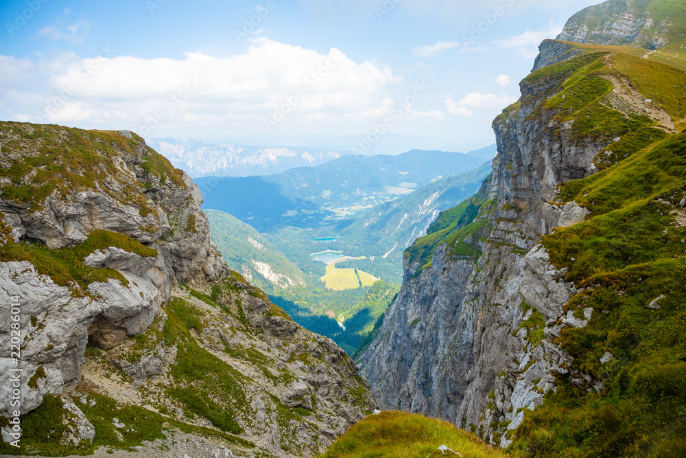 Panoramic view of Itaian Alps from Mangart saddle in Slovenia