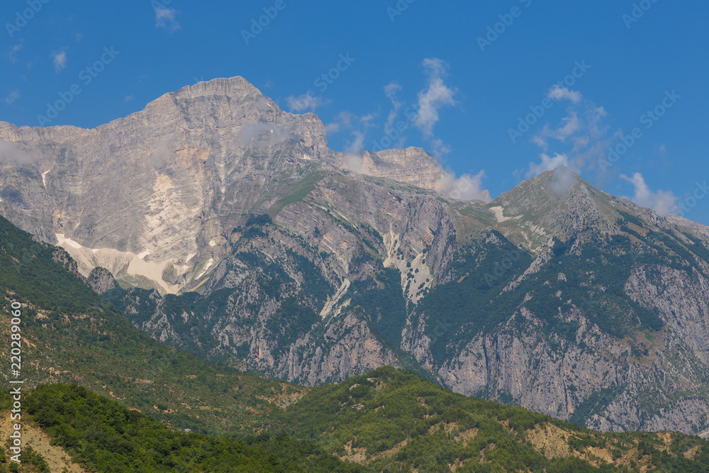 Scenic landscape view in Melesin mountain in summer day. Leskovik area, Albania, Europe. Scenic landscape view in Melesin mountain in summer day. Leskovik area, Albania, Europe.