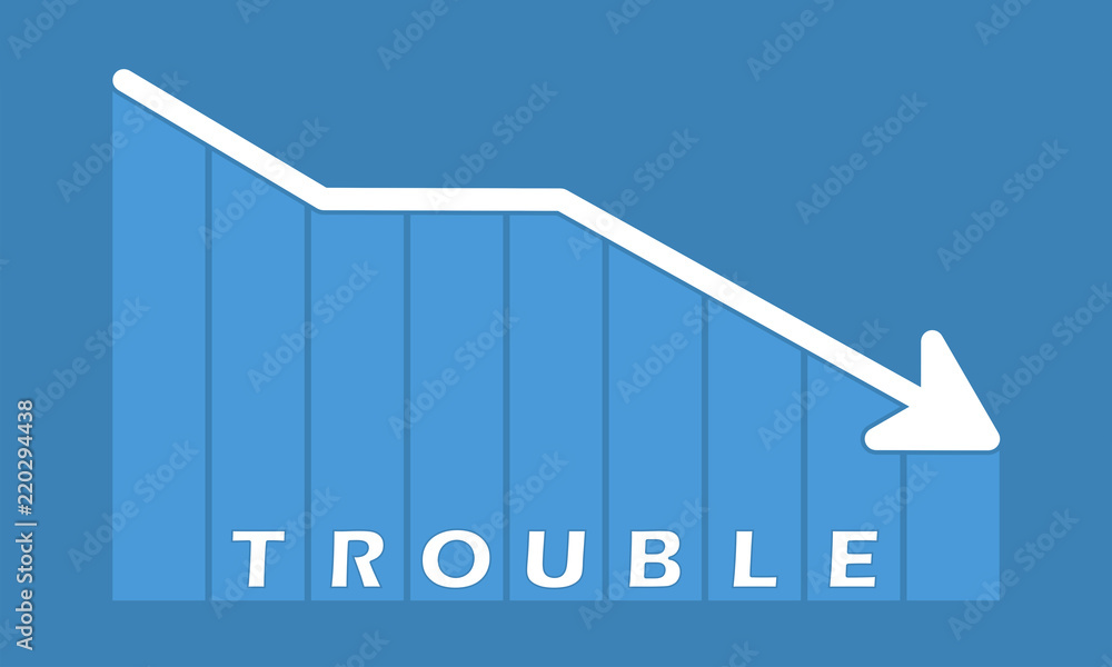 Fototapeta premium Trouble - decreasing graph