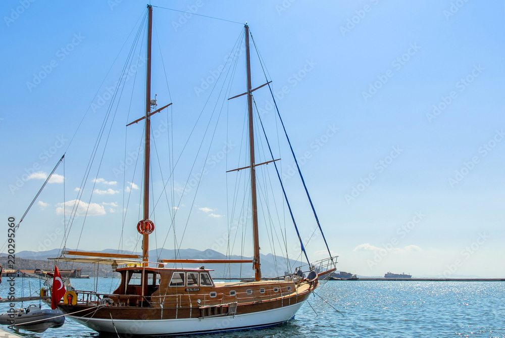 Izmir, Turkey, 23 May 2008: Sailboat at Pasaport Izmir, Turkey, 23 May 2008: Sailboat at Pasaport