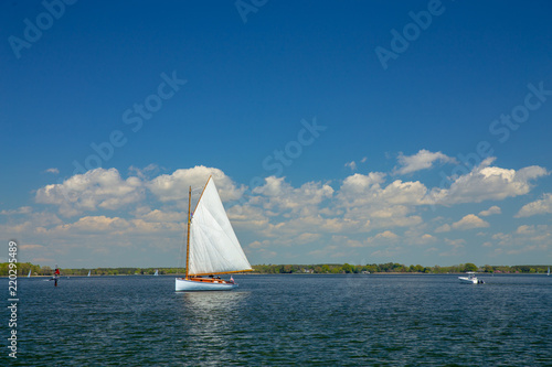 Sailboat on a Chesapeake Bay tributary on the Eastern Shore of Maryland St Michaels Talbot County Mid Atlantic USA