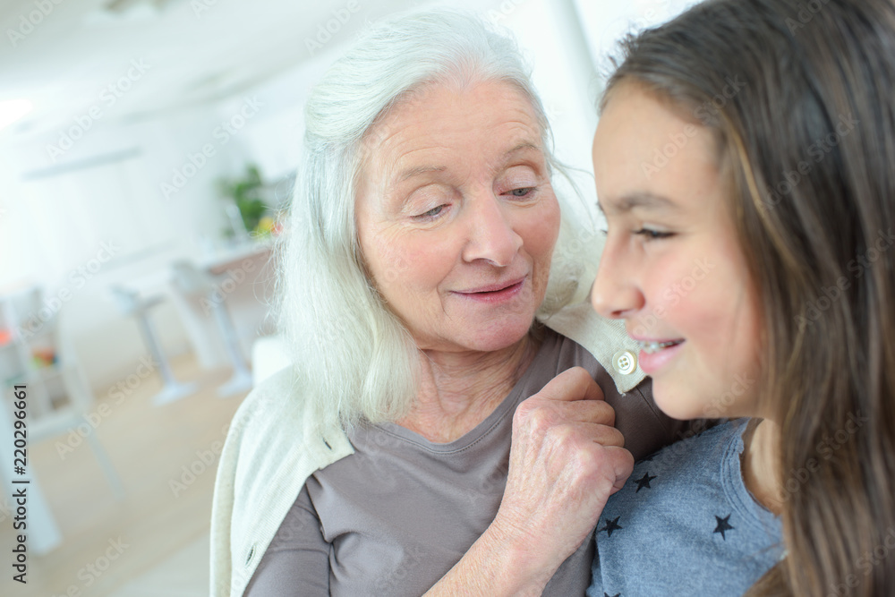 happy grandmother and granddaughter happy grandmother and granddaughter