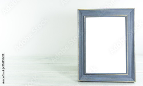 Photo wood frame vintage style on white background copy space. .