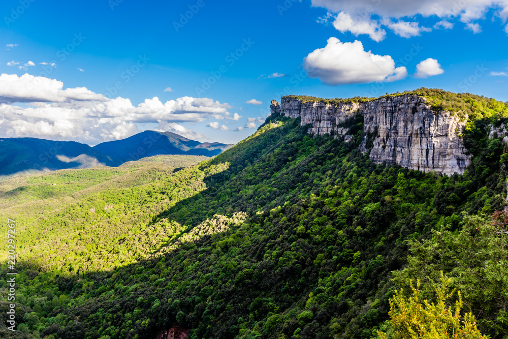 Beautiful landscape, cliffs of the Collsacabra Mountains (Catalonia, Rupit, Spain)