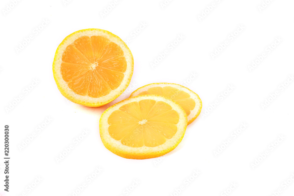 Slice of lemon isolated on white background Slice of lemon isolated on white background