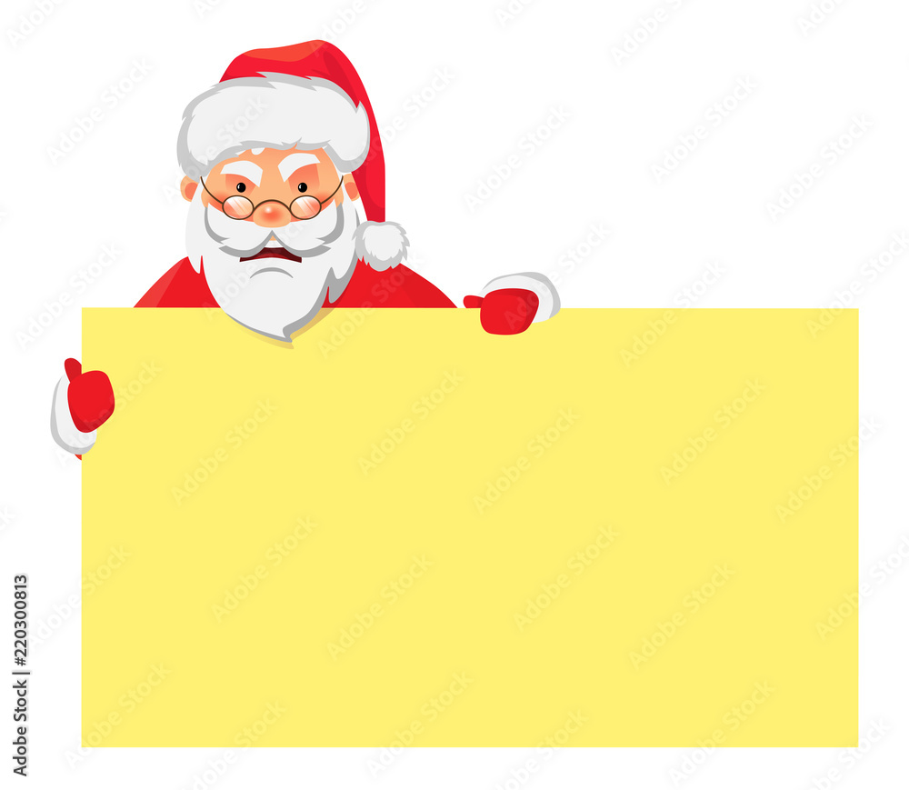 Santa Claus holding banner Santa Claus holding banner
