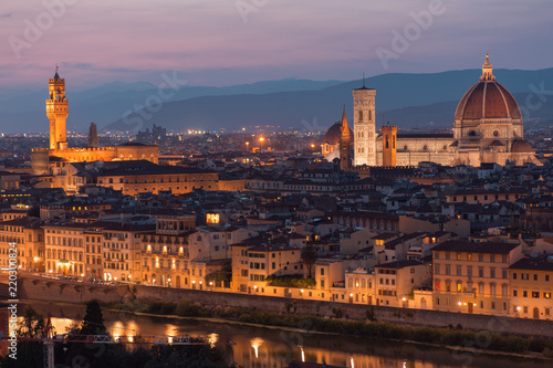 Magnificent view of the city of Florence on sunset