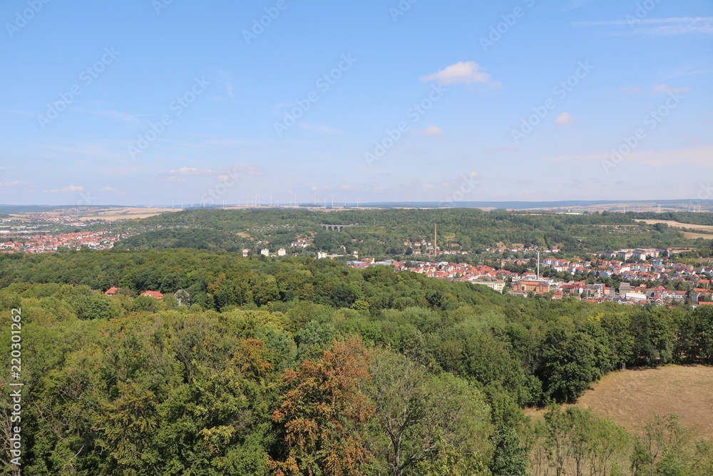 View from the Göpelskuppe to Eisenach in Thuringian Forest, Germany
