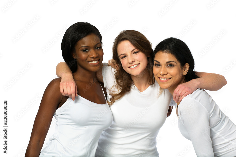 Happy and smiling multicultural woman isolated on white. Happy and smiling multicultural woman isolated on white.