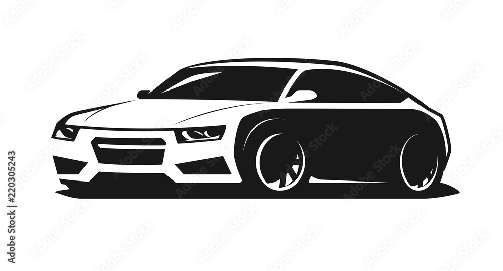 Fototapeta premium Sport car logo or icon. Rally, garage symbol. Vector illustration