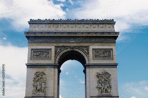 PARIS, FRANCE - JUNE 06, 2017: Paris, France - famous Triumphal Arch (Arc de Triomphe) located at the end of Champs-Elysees street.