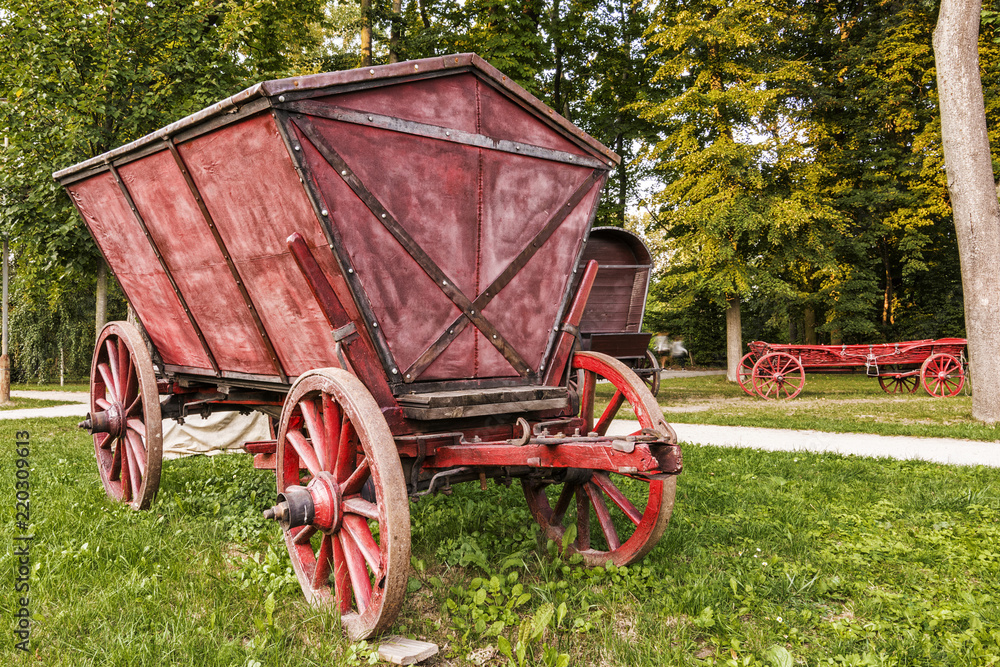 A Red Chuck Wagons in the Garden of Wilanow Park