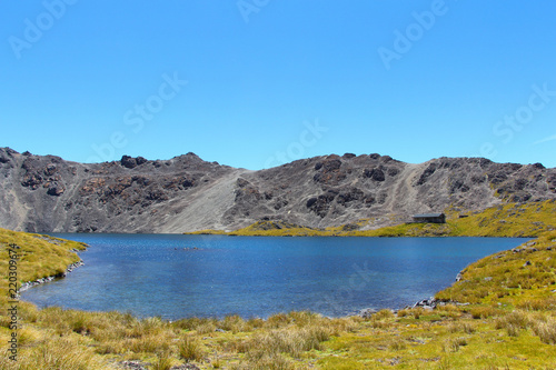 Landscape with lake and mountain in New Zealand