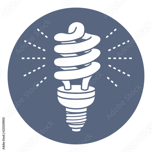 Energy saving light bulb glowing vector icon.