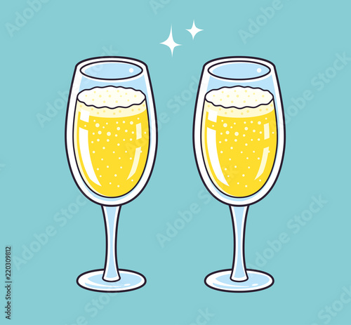 Two champagne sparkling wine glasses.