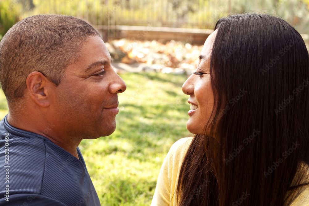 Loving smiling man and woman hugging. Loving smiling man and woman hugging.
