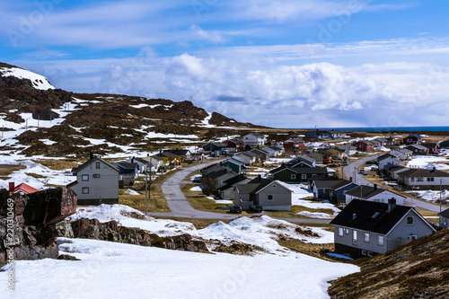 View of the small Norwegian village on the seashore