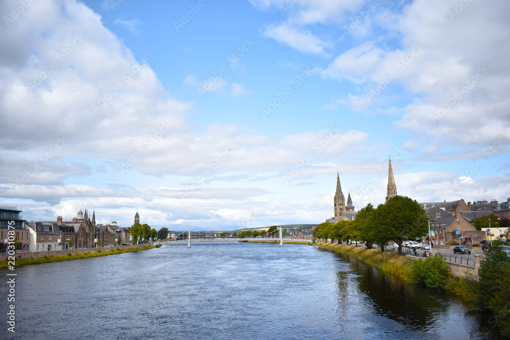 Walk along the river banks from the castle and you'll find the Ness Islands. Inverness, Scotland, UK Walk along the river banks from the castle and you'll find the Ness Islands. Inverness, Scotland, UK