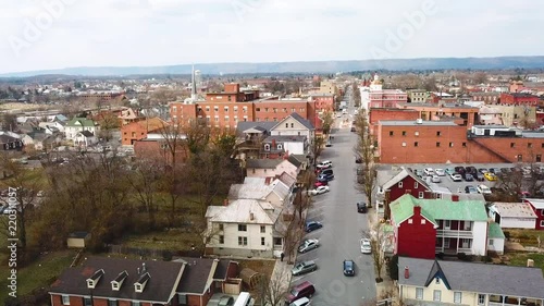 Aerial over Martinsburg, West Virginia shows a typical all amercian town. photo