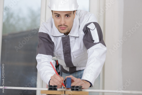 Portrait of male tradesman photo