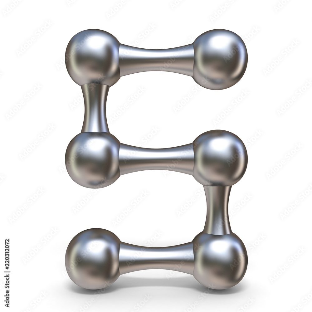 Steel molecular font Number 5 five 3D Steel molecular font Number 5 five 3D