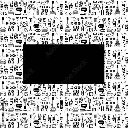 Fast food Wrap paper. Burger texture. Restaurant pattern mock up  