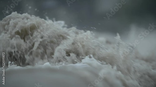 Flood Wave River 4K Footage. Rushing Flood Water Footage