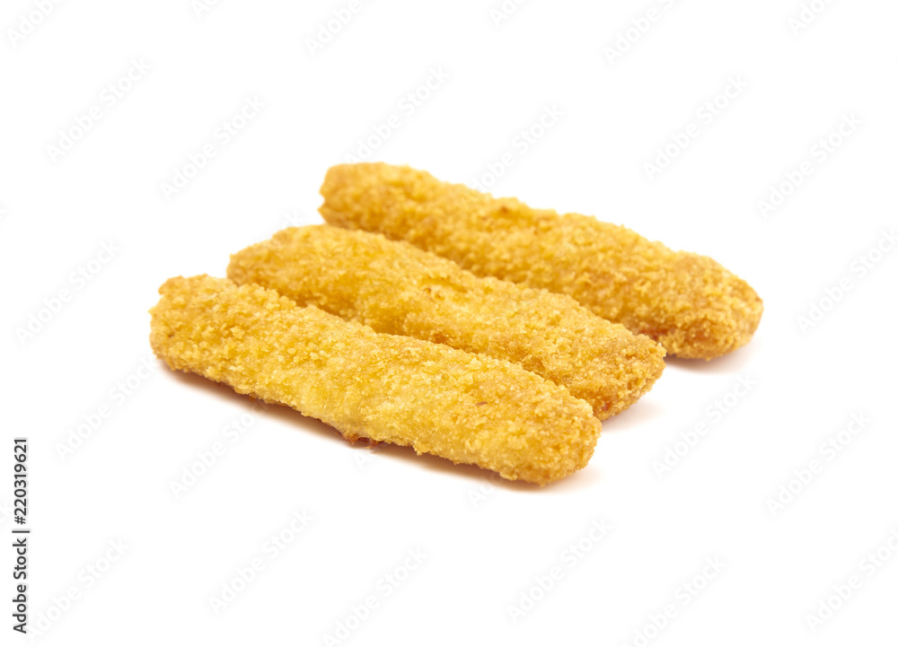 Breaded Fish Sticks on a White Background Breaded Fish Sticks on a White Background