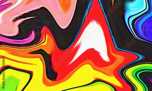 Abstraction painted in oil. Colorful texture background. Multicolored wallpaper graphic design. Pattern for creating artworks and prints. Crazy bright colors style. Cartoon draw.