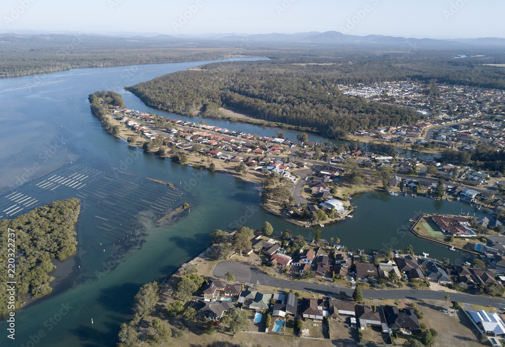 Town of Tuncurry on Wallis lakes, NSW, Australia.