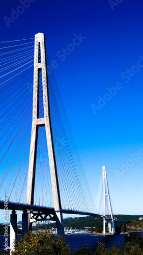 Russian bridge - cable-stayed bridge in Vladivostok during the day