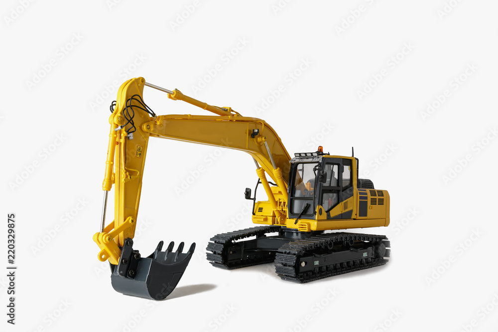 Excavator loader model on white background Excavator loader model on white background
