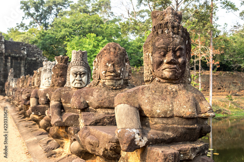 Sculptures in the Gate of Angkor Wat