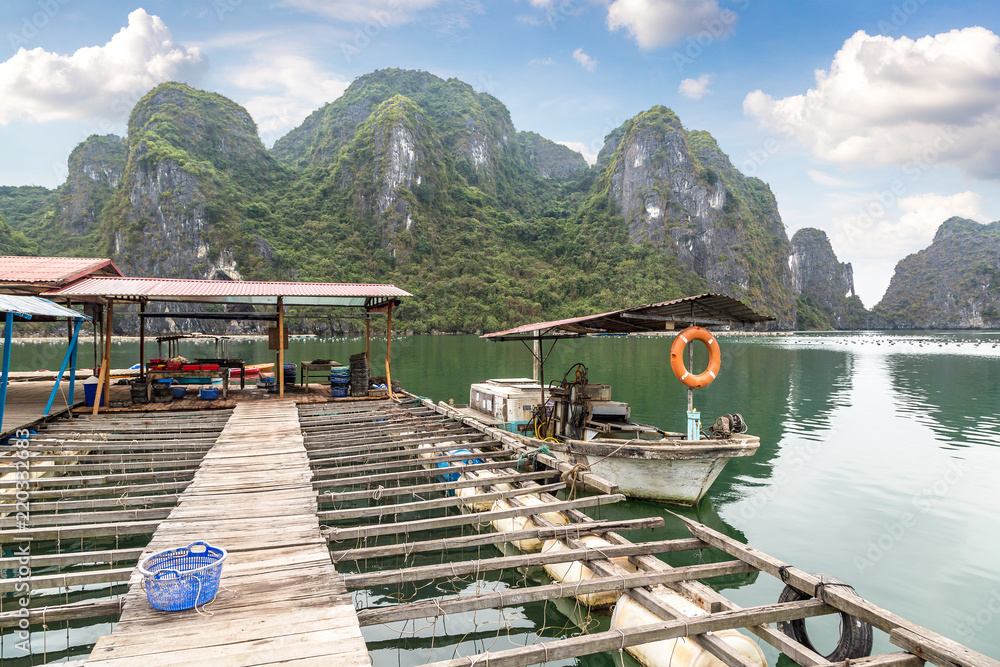 Naklejka premium Pearl farm in Halong bay, Vietnam