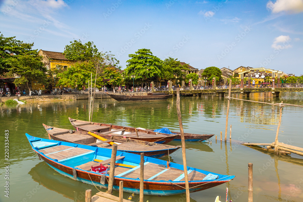 Traditional boats in Hoi An, Vietnam