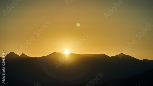 Nice sunrise in the mountains of Sochi