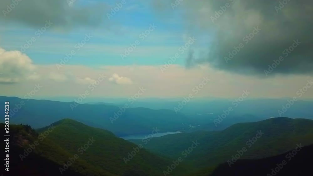 Mount Mitchell State Park from above. Aerial view panning across the park. Mount Mitchell State Park from above. Aerial view panning across the park.