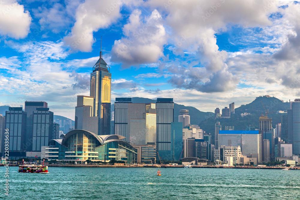 Obraz premium Port Wiktorii w Hongkongu