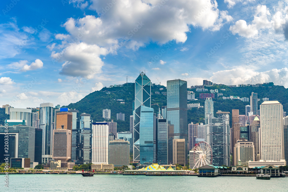 Obraz premium Port Wiktorii w Hongkongu
