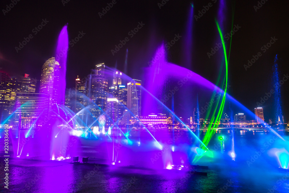 Fototapeta premium Pokaz laserowy w Singapurze