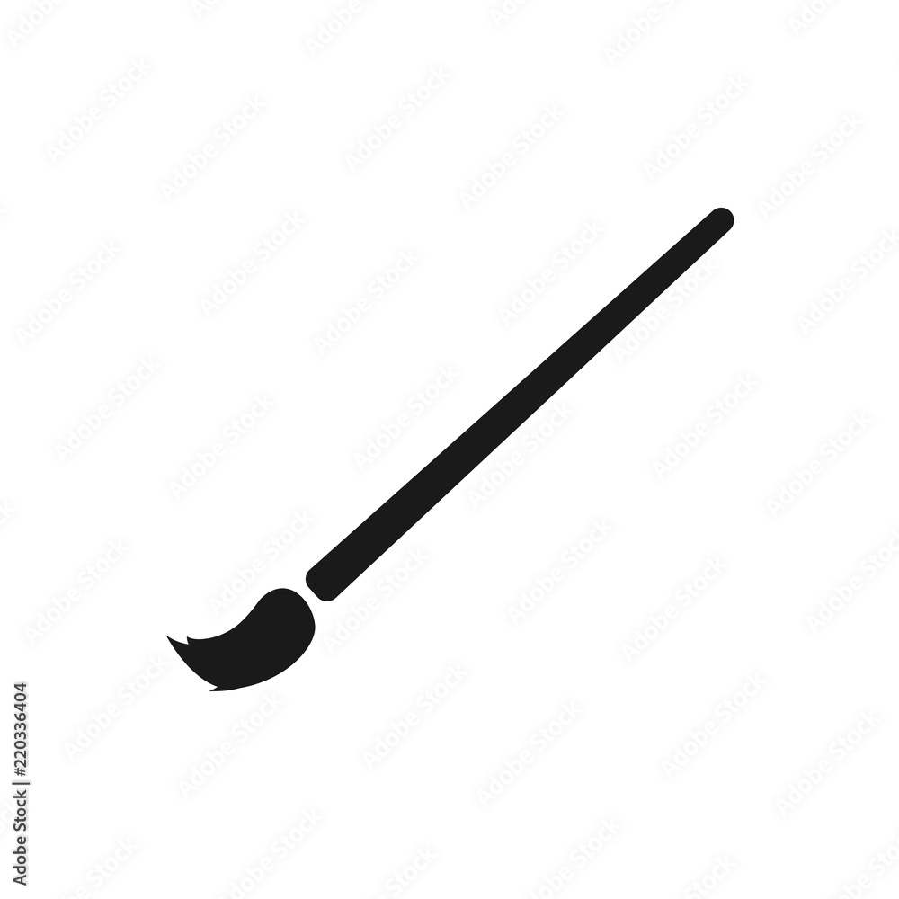 Black brush icon, on the white background. Black brush icon, on the white background.