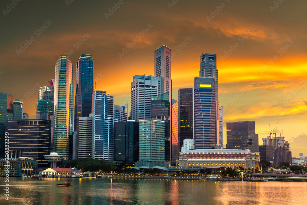Fototapeta premium Singapur nocą