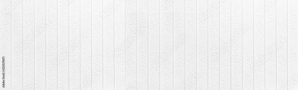 Fototapeta premium Panorama of white wood wall background and texture