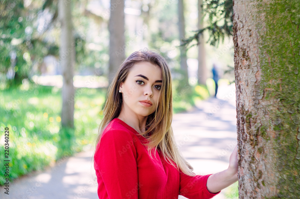 Portrait of a girl. dressed in a red jacket. Portrait of a girl. dressed in a red jacket.