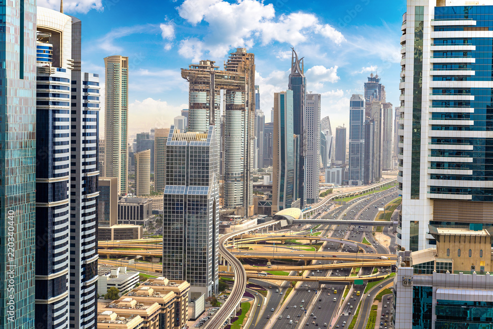 Fototapeta premium Aerial view of downtown Dubai