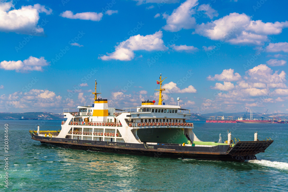Fototapeta premium Ferry in Dardanelles strait, Turkey