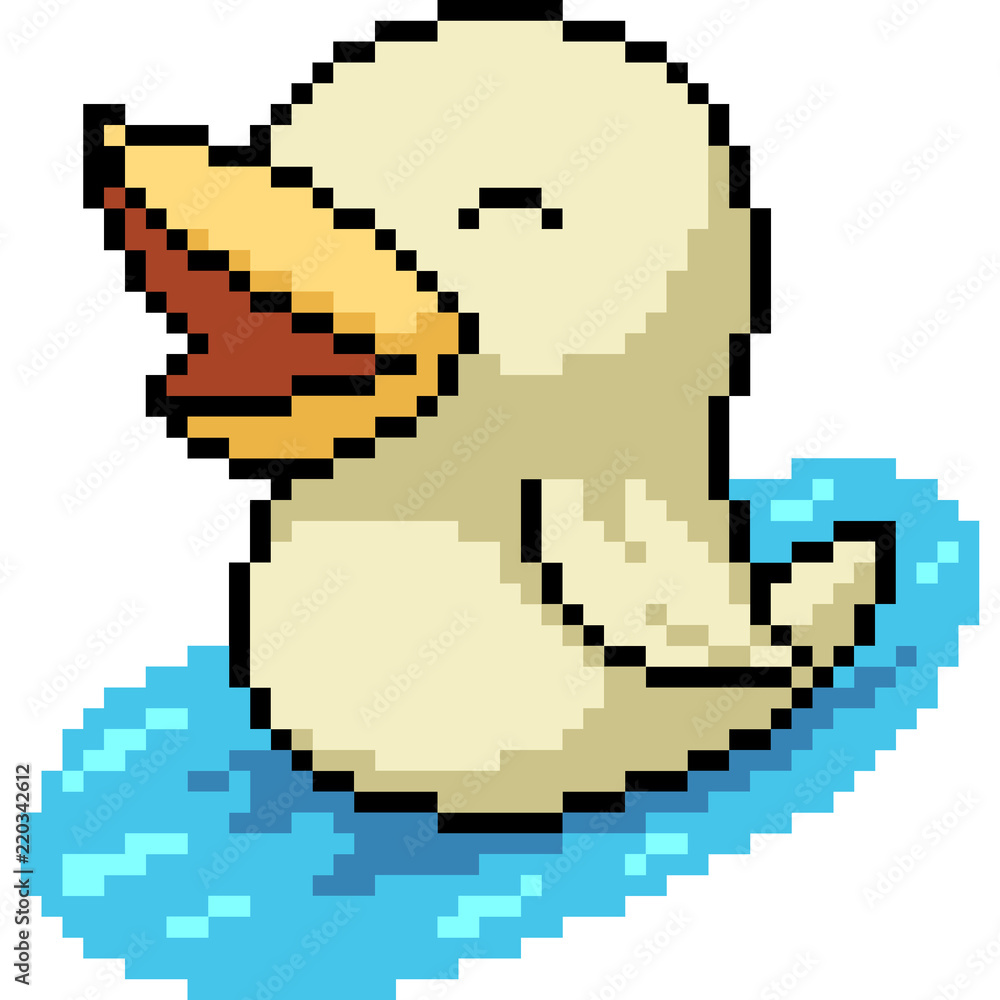 vector pixel art white duck
