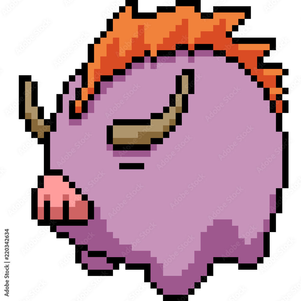 Obraz premium vector pixel art pig buffalo monster