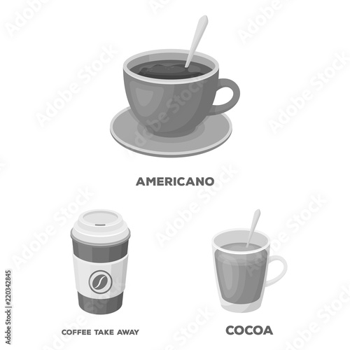 Different kinds of coffee monochrome icons in set collection for design. Coffee drink vector symbol stock web illustration.