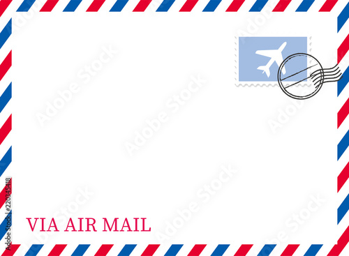 エアメールのイラスト背景（切手・消印付き）　ベクターデータ｜トリコロールカラー｜Airmail
 photo